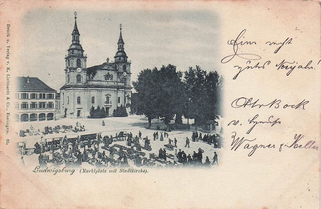 702-402-045 Ludwigsburg (Marktplatz Mit Stadtkirche), Verzenden, Voor 1920, Duitsland