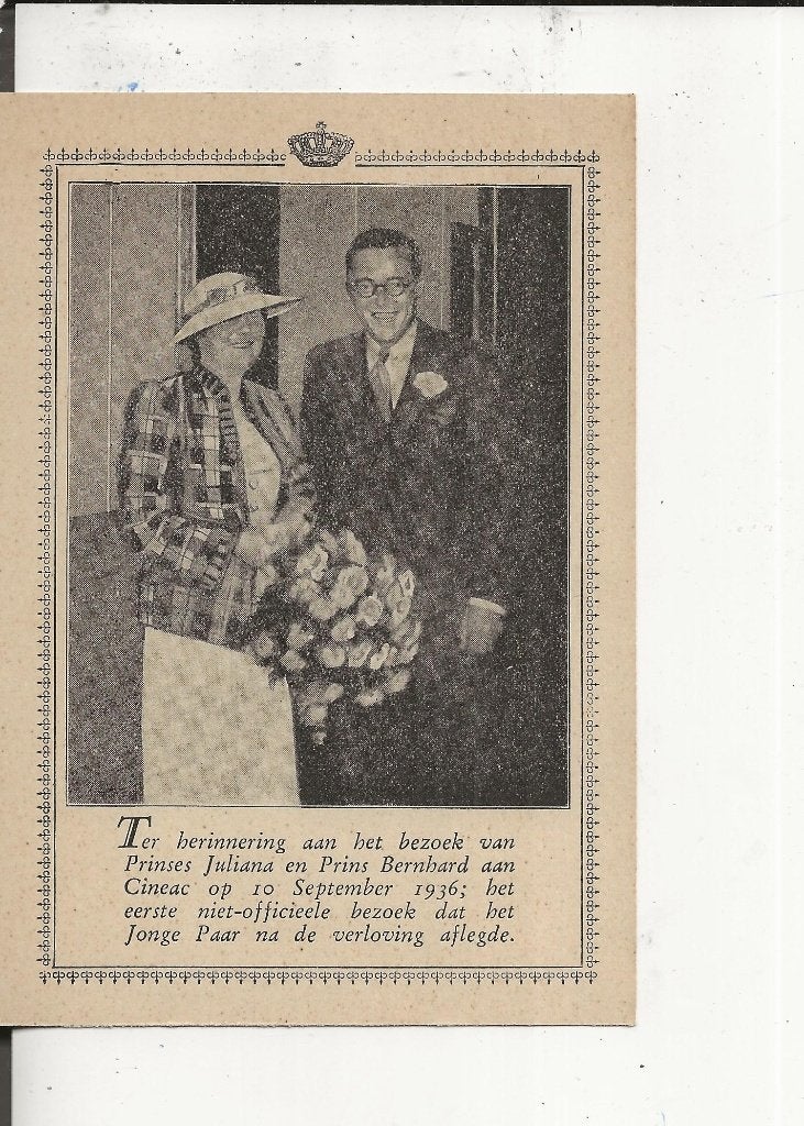 Den Haag Cineac bezoek Pr Juliana en Pr Bernhard 2 kaarten, Ophalen of Verzenden, 1920 tot 1940, Ongelopen, Zuid-Holland