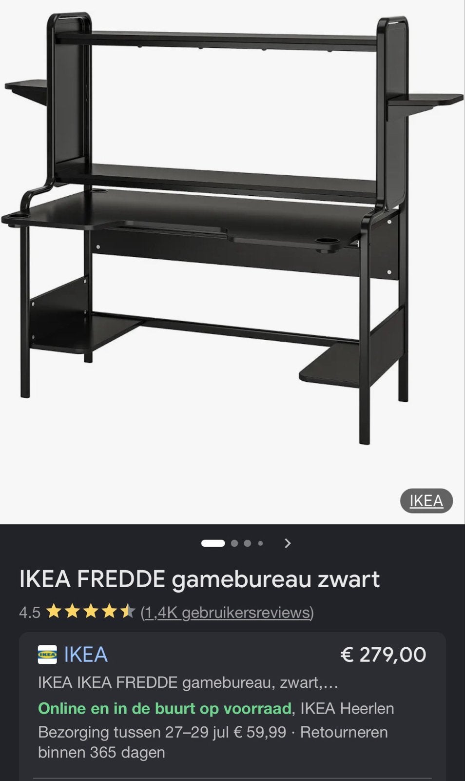 IKEA FREDDE gamebureau zwart - Ook in set te koop, Huis en Inrichting, Bureaus, Ophalen of Verzenden, Zo goed als nieuw, IKEA