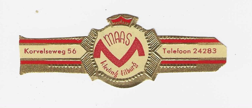 reclamen no40 - maas   tilburg, Ophalen of Verzenden, Sigarenbandjes