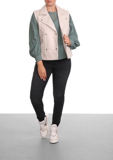Yaya oversized gilet echt leer maat 38 off white, Maat 38/40 (M), Verzenden, Wit, Zo goed als nieuw