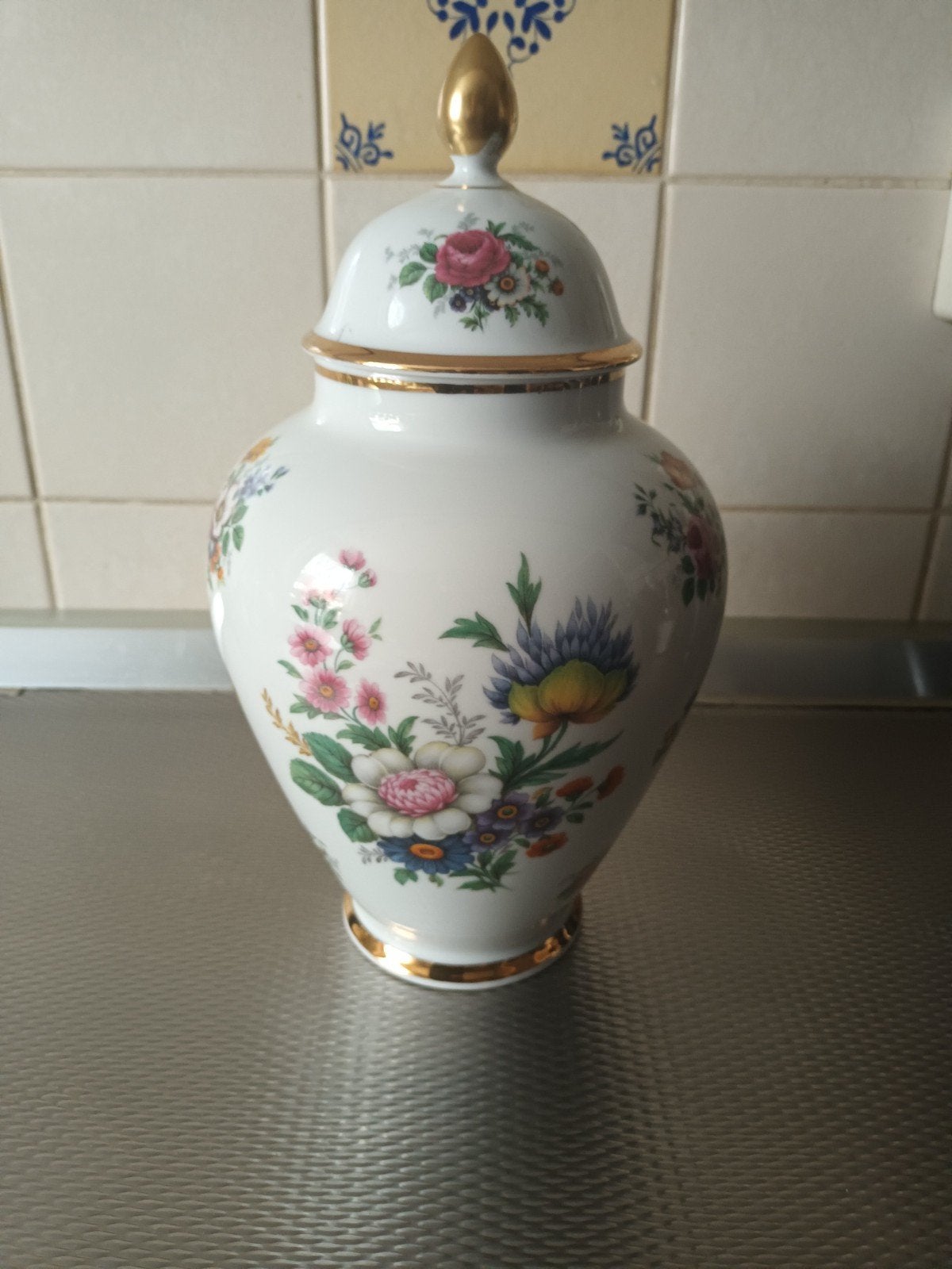 Klassieke porseleinen dekselvaas Johann Seltmann, 29cm, Ophalen of Verzenden