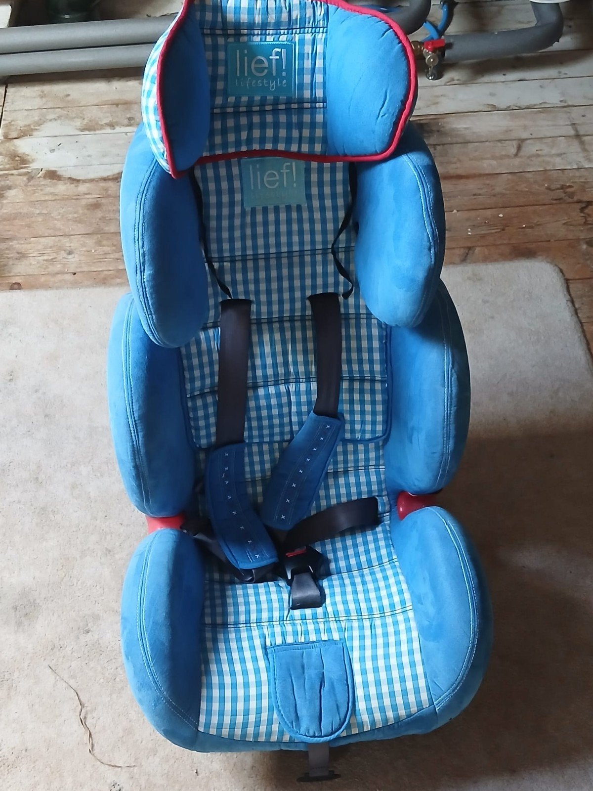 Lief! Autostoel - Blauw geruit -, Kinderen en Baby's, Verstelbare rugleuning, 9 t/m 36 kg, Ophalen, Overige merken