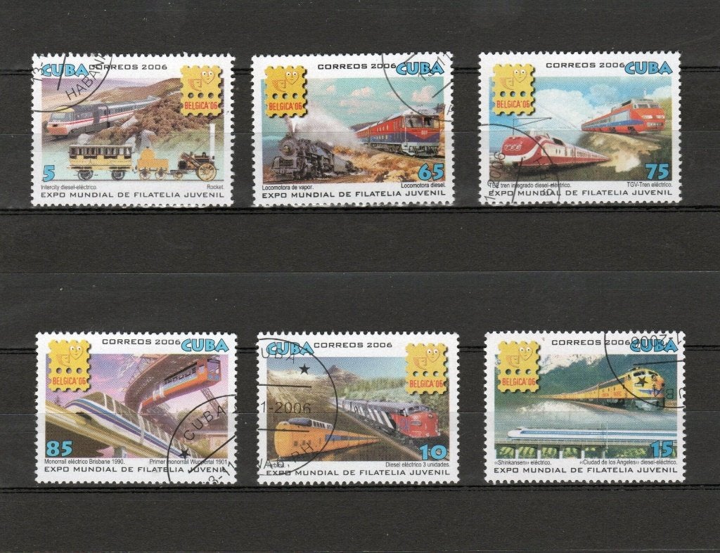 Treinpostzegel Cuba 2006 4862/4867, Ophalen of Verzenden, Gestempeld, Treinen