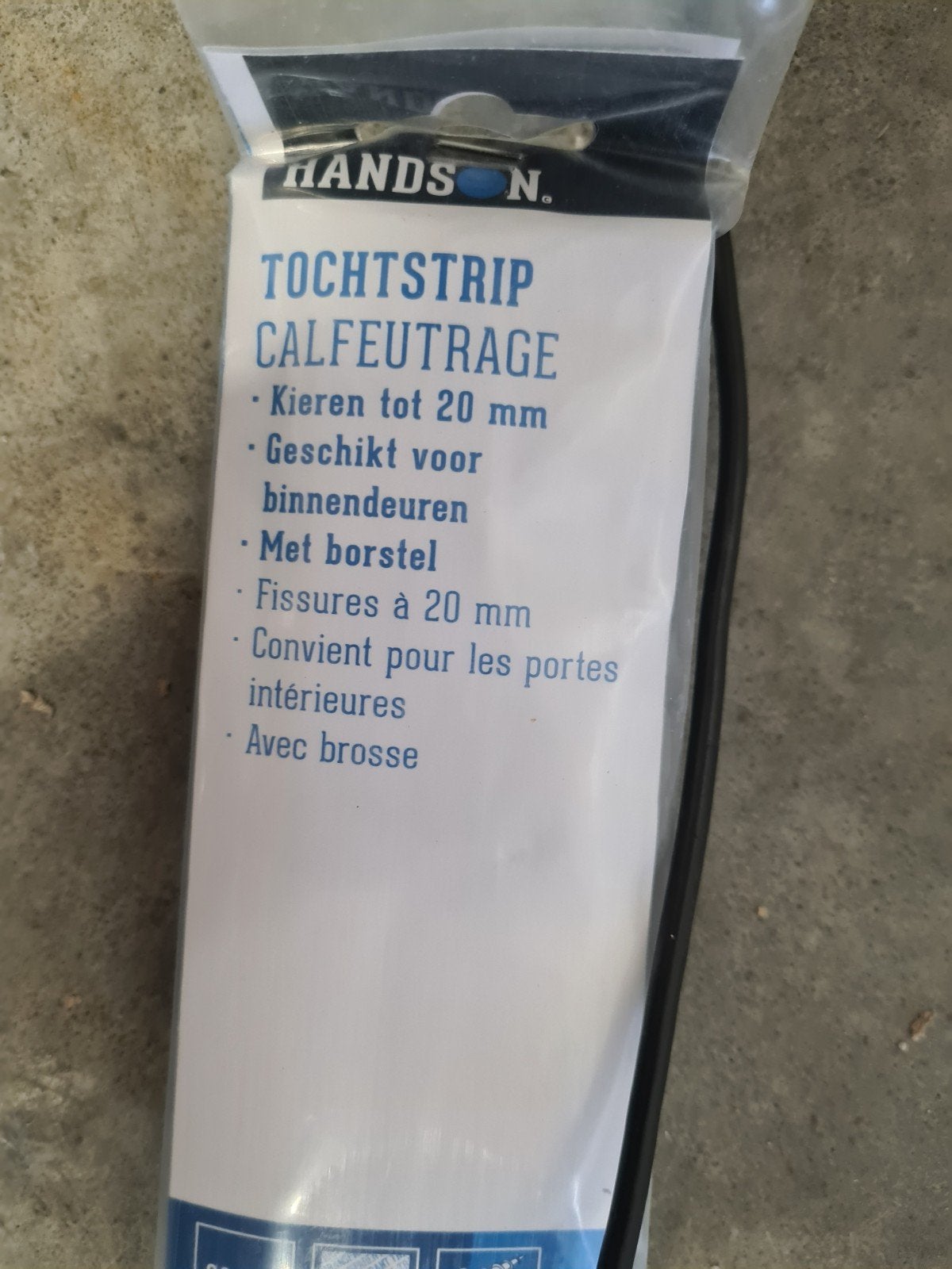 Handson Tochtstrip met Borstel voor Binnendeuren (tot 20mm), Ophalen, Nieuw, Binnendeur