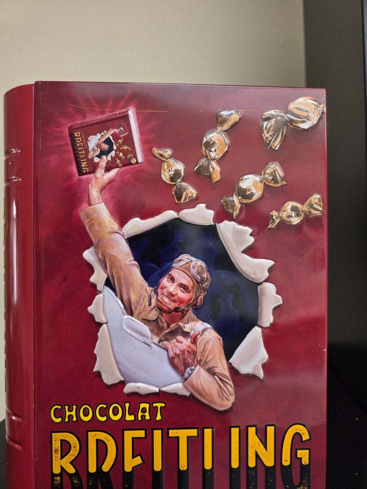 Vintage Chocolat Rdfitling blikken doos Breitling, Ophalen of Verzenden