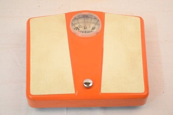 Vintage Brabantia Personenweegschaal – Jaren 70 Retro Oranje, Ophalen of Verzenden, Huis en Inrichting