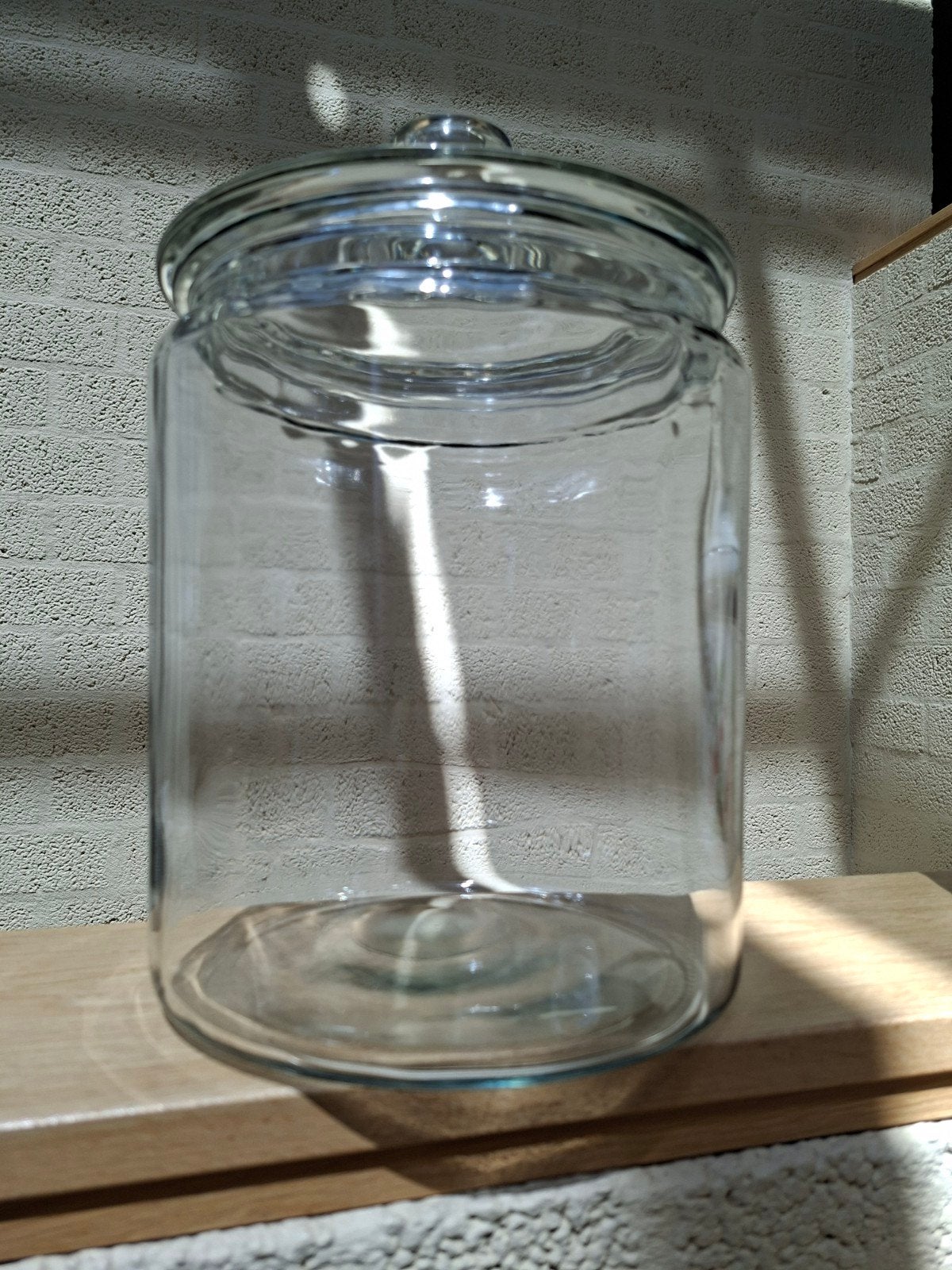 Grote glazen pot, Ophalen, 23 cm, Zo goed als nieuw, Met deksel