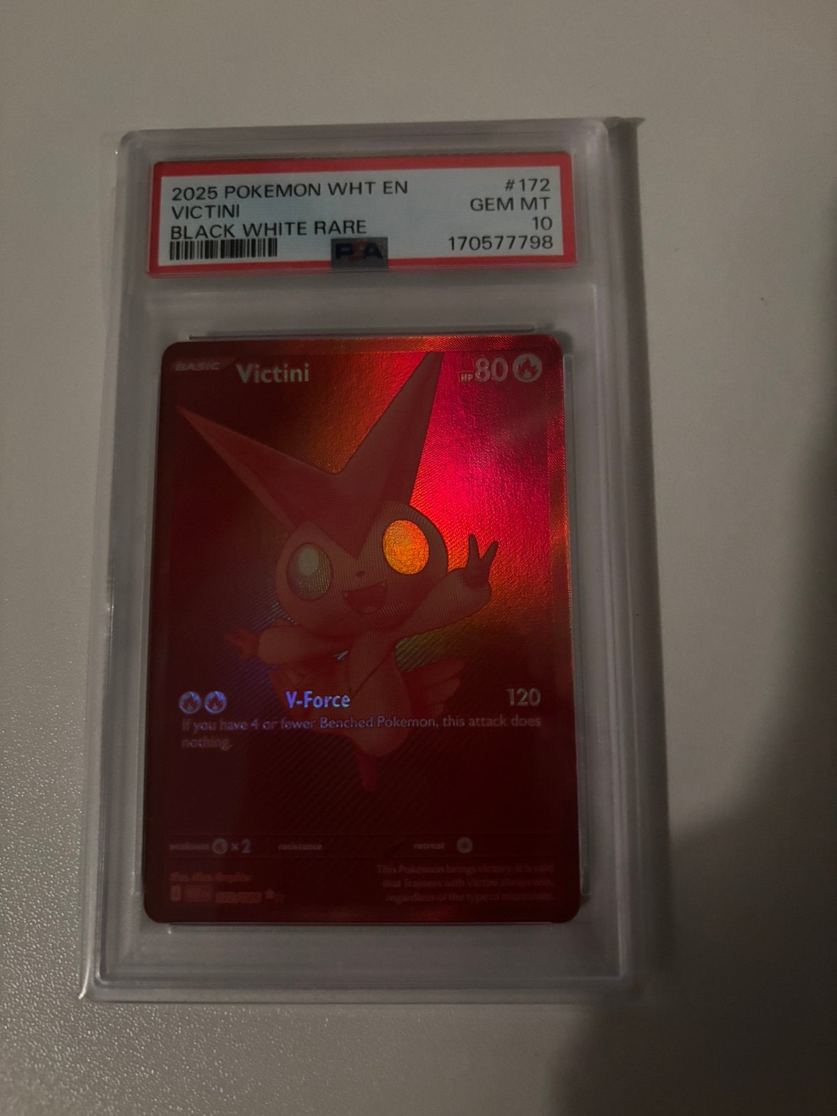 Pokemon WHT172 Victini PSA10 White Flare, Ophalen of Verzenden, Zo goed als nieuw