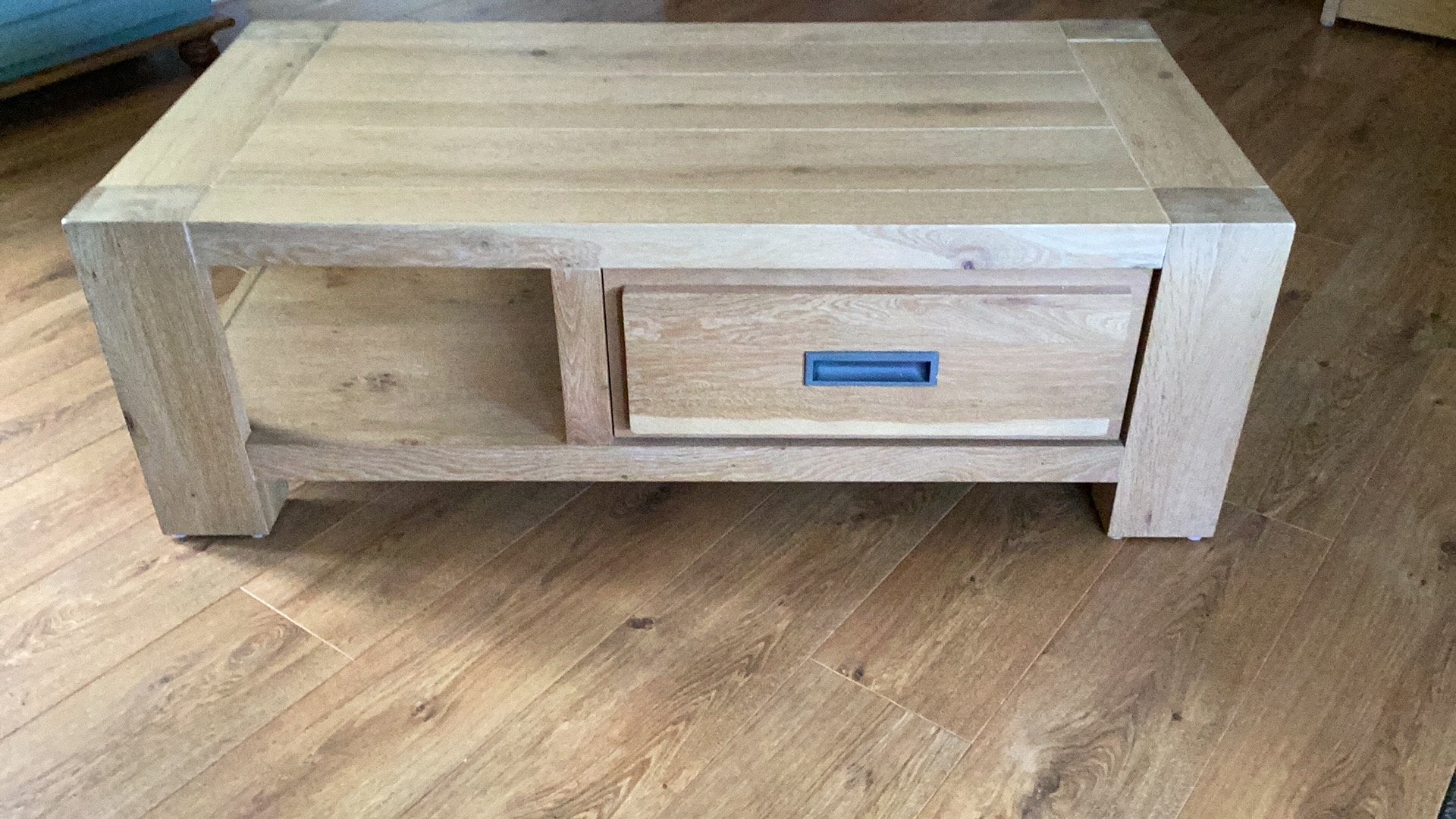 Lichteiken salontafel, Ophalen, Gebruikt, 100 tot 150 cm, 50 tot 100 cm