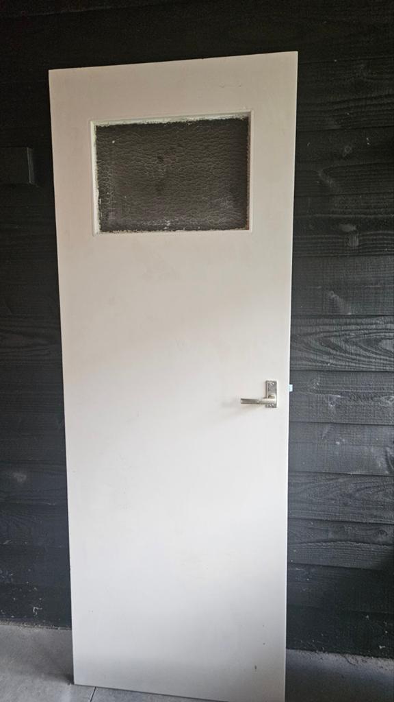 3 Witte binnendeuren (2 stuks met glas), Ophalen, Gebruikt, Binnendeur, 200 tot 215 cm
