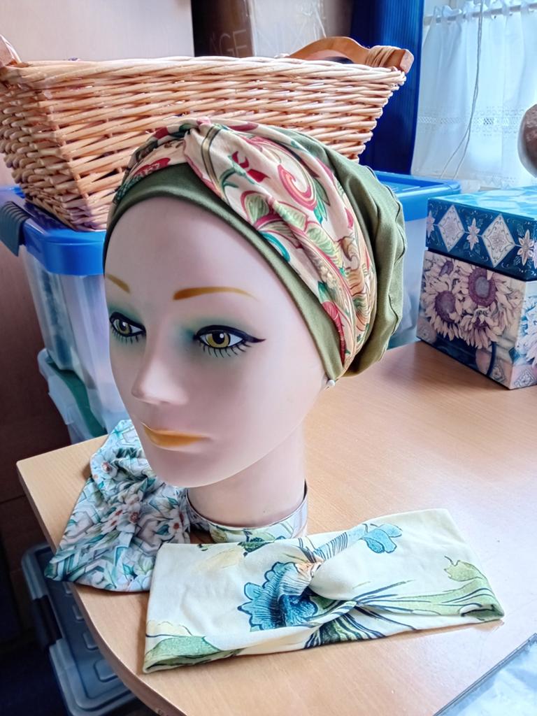 Mutsje chemo met verwisselbare banden - Olijfgroen, Onbekend, Ophalen of Verzenden, Nieuw, Muts