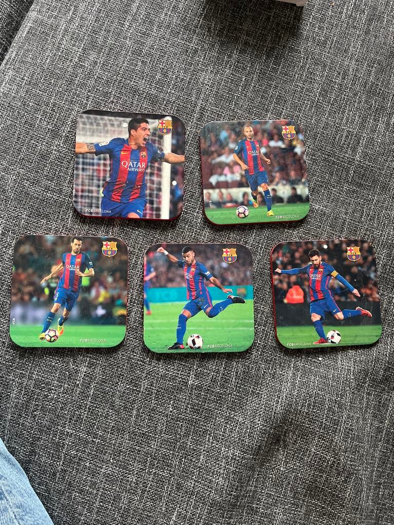 FC Barcelona Onderzetters - Set van 5, Ophalen of Verzenden, Zo goed als nieuw, Glas of Kopje