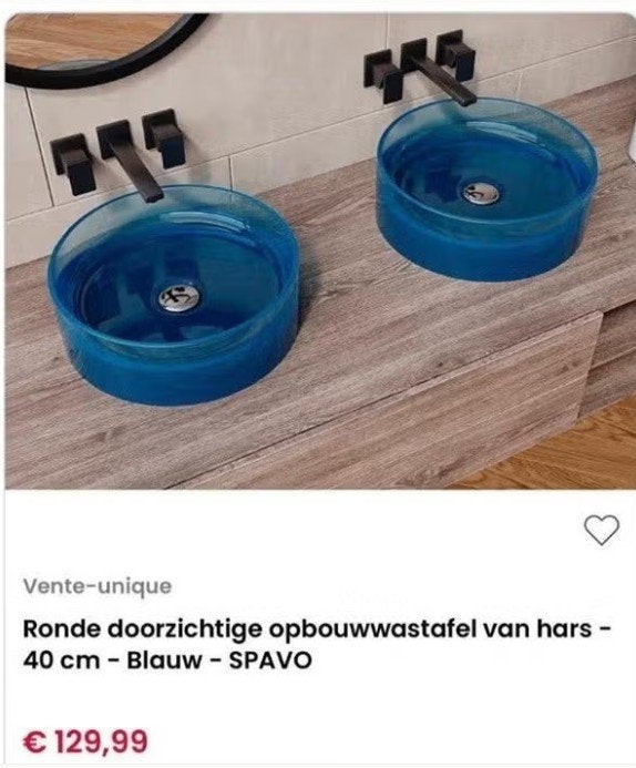 Ronde doorzichtige opbouwwastafel, Ophalen, Nieuw, Glas, Wastafel