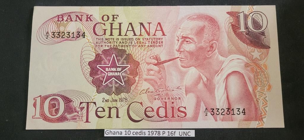 Bankbiljet Ghana 10 Cedis 1978 P16f UNC, Ophalen of Verzenden
