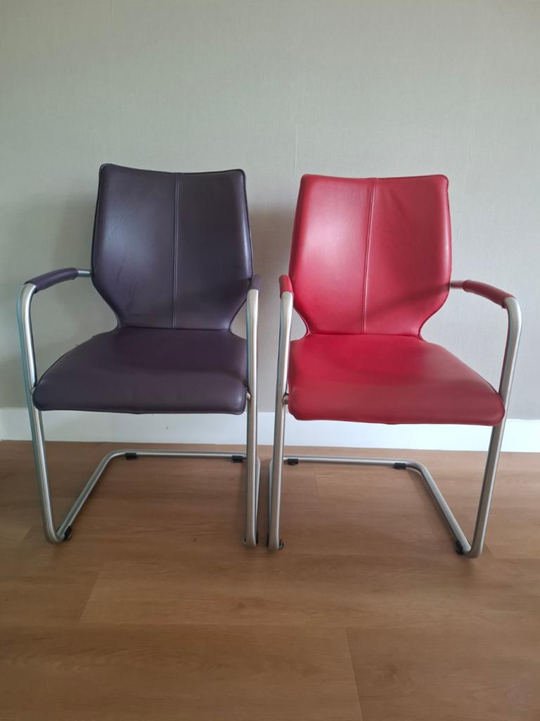 Leren eetkamerstoelen Bree's New World - 2 stuks, Ophalen, Twee, Overige kleuren, Zo goed als nieuw