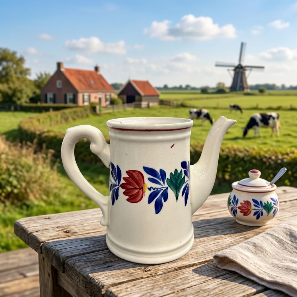 Antieke Boerenbont Koffiepot - 6 ringen Societe Ceramique, Ophalen of Verzenden