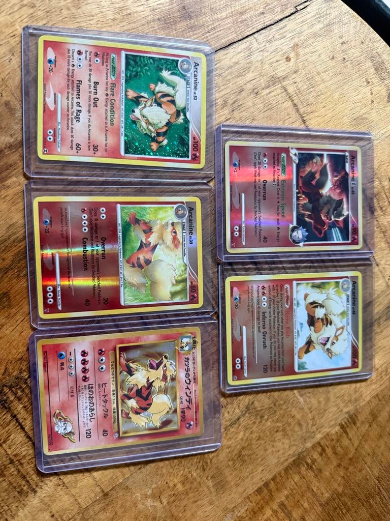 Arcanine Pokémon Kaarten Collectie (5 stuks), Ophalen of Verzenden, Gebruikt, Meerdere kaarten