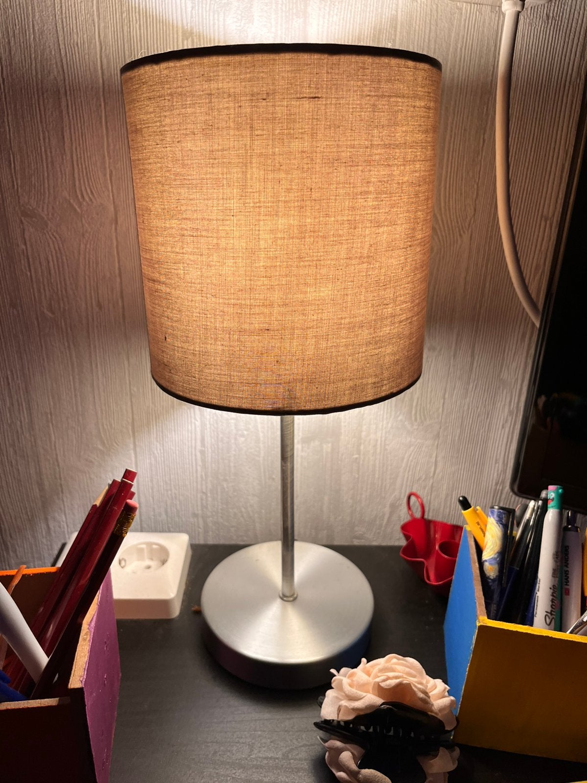 HEMA tafellamp met touchbediening – grijs/beige, Beige, Ophalen, Zo goed als nieuw, Bureaulamp