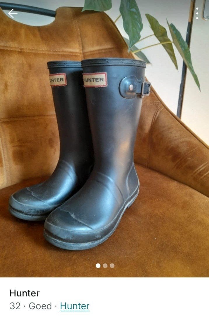 Hunter regenlaarzen maat 32, Kleding | Dames, Zwart, Ophalen of Verzenden, Gedragen, Regenlaarzen