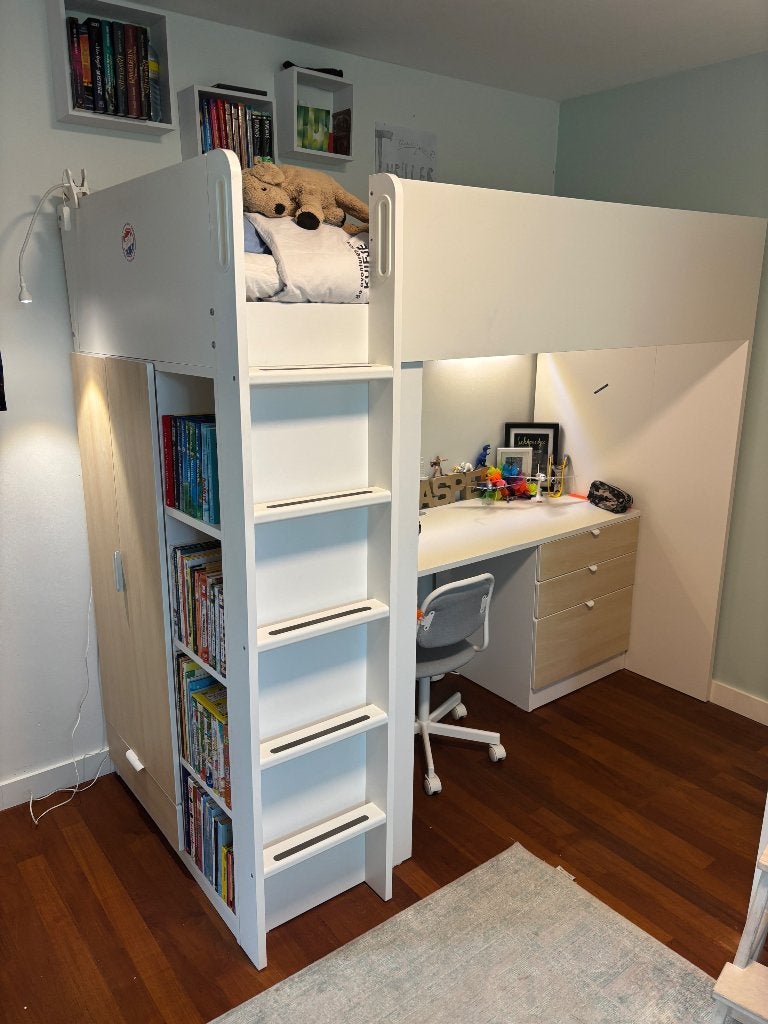 Hoogslaper Smastad Ikea met matras, topper & bureaustoel, Ophalen, Zo goed als nieuw, Hoogslaper