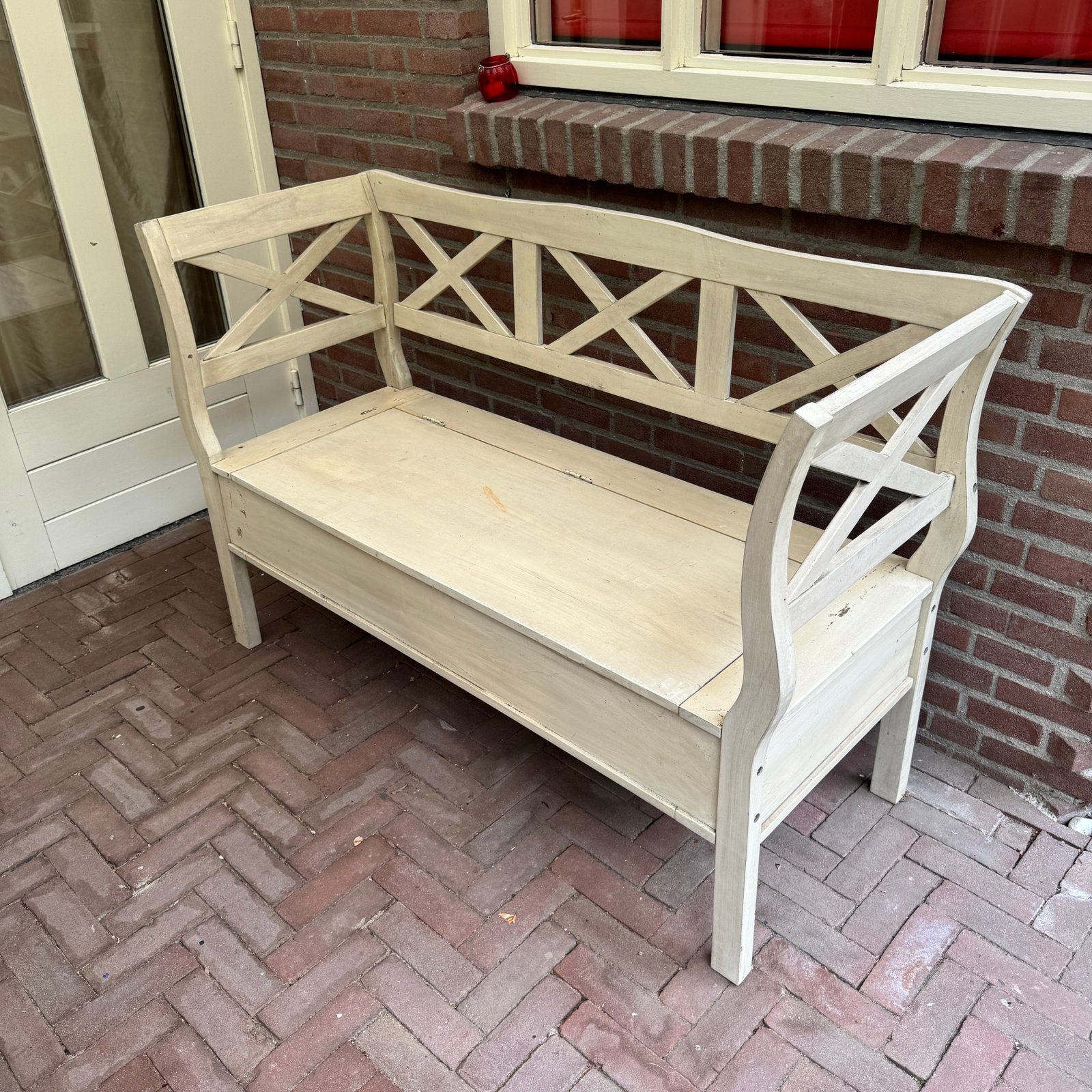 Tuin / Serre klep bank met opslagruimte., Ophalen