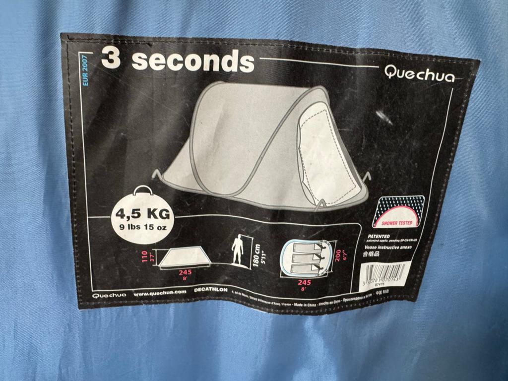 Quechua 3 Seconds Tent - Snel op te zetten tent, Caravans en Kamperen, Tenten, Ophalen, Gebruikt, Tot en met 3
