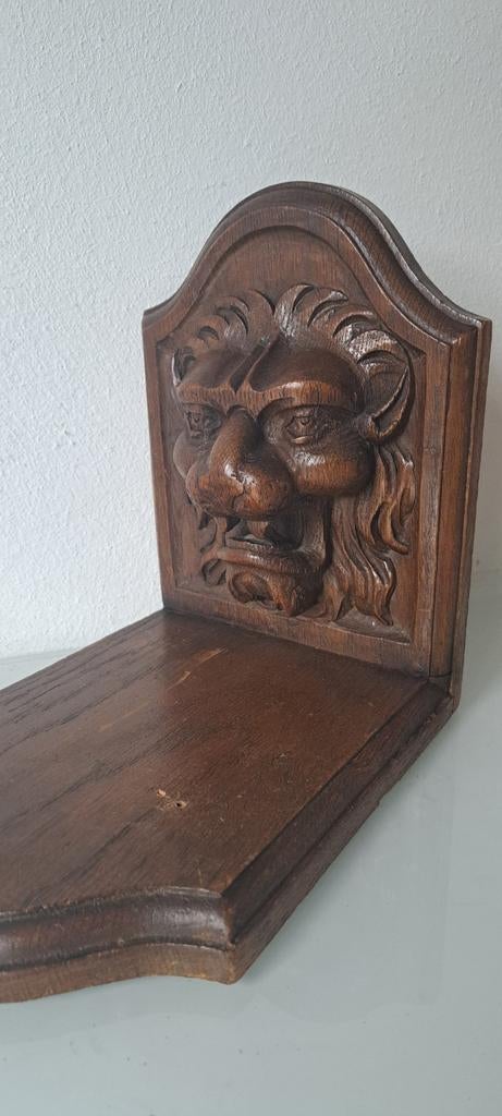 Houten boekensteun met leeuwenkop, Ophalen of Verzenden