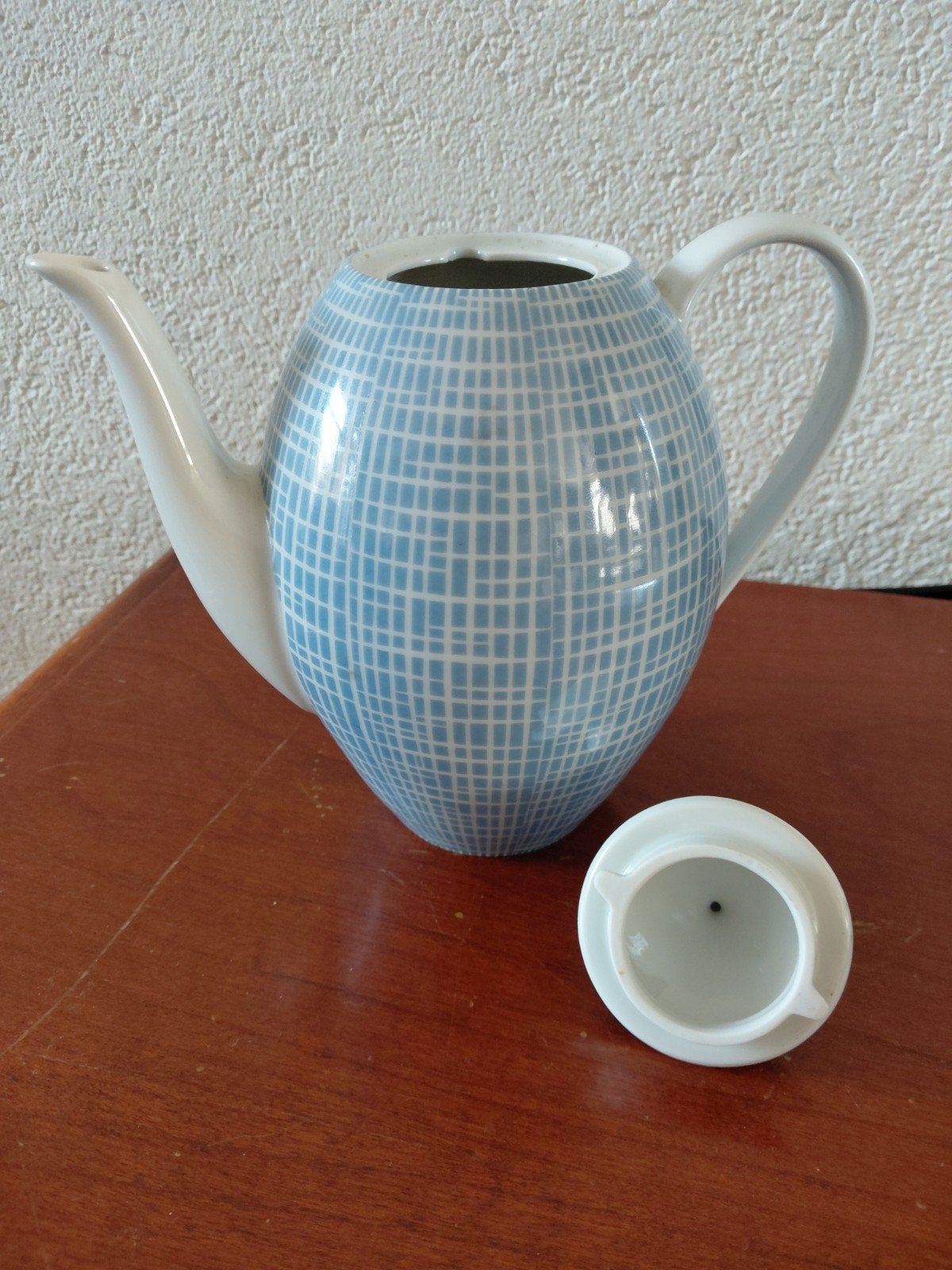 Arzberg theepot met blauw rasterpatroon, Ophalen of Verzenden