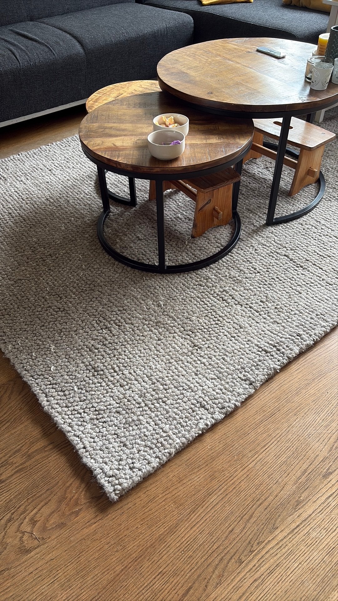Handgemaakt wollen vloerkleed 160x230 beige / grijs, Huis en Inrichting, Ophalen, Gebruikt, Beige, 150 tot 200 cm