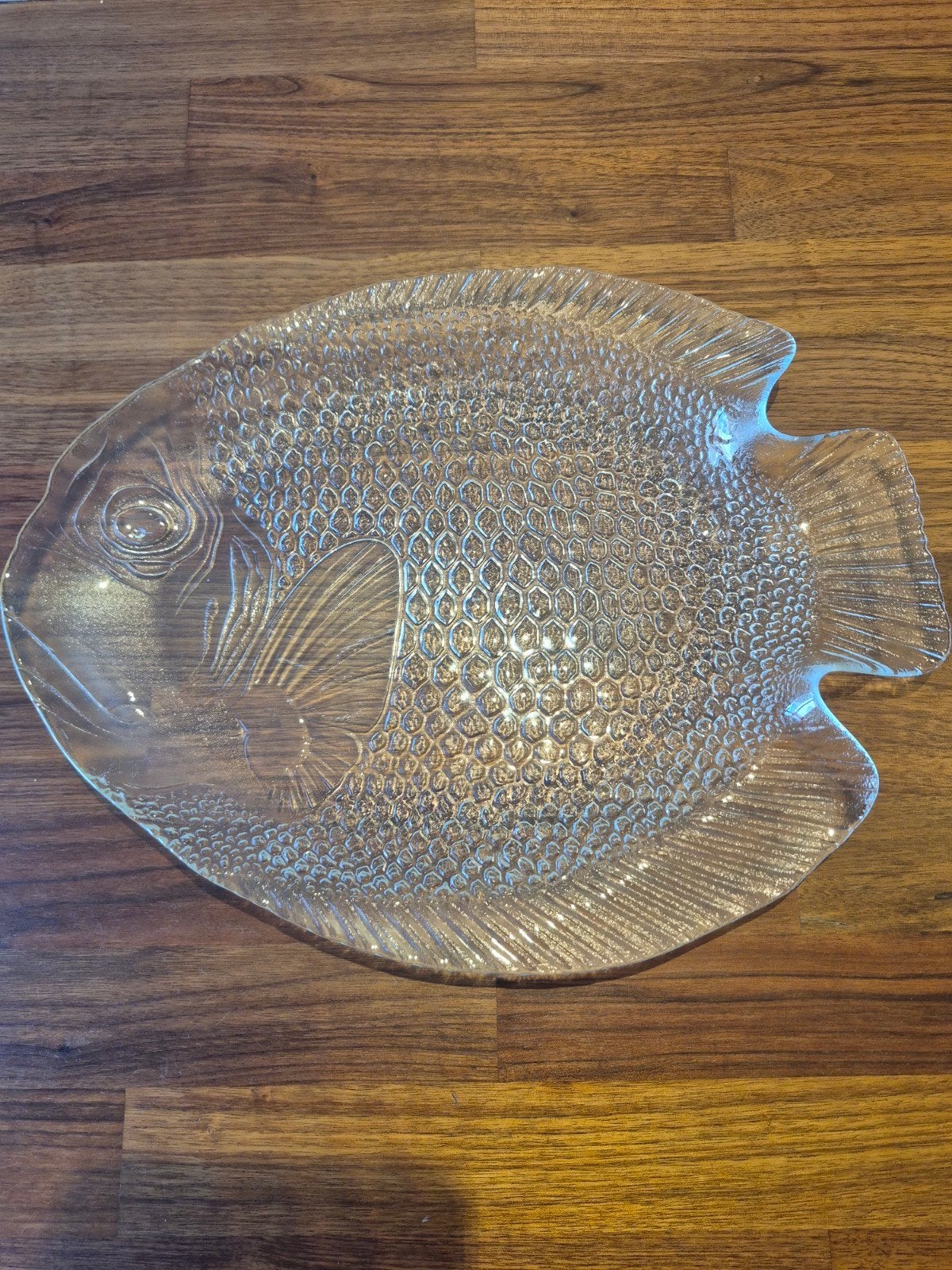 Glazen visschaal - Vintage serveerschaal in visvorm, Vintage, Ophalen of Verzenden, Glas, Schaal of Schalen