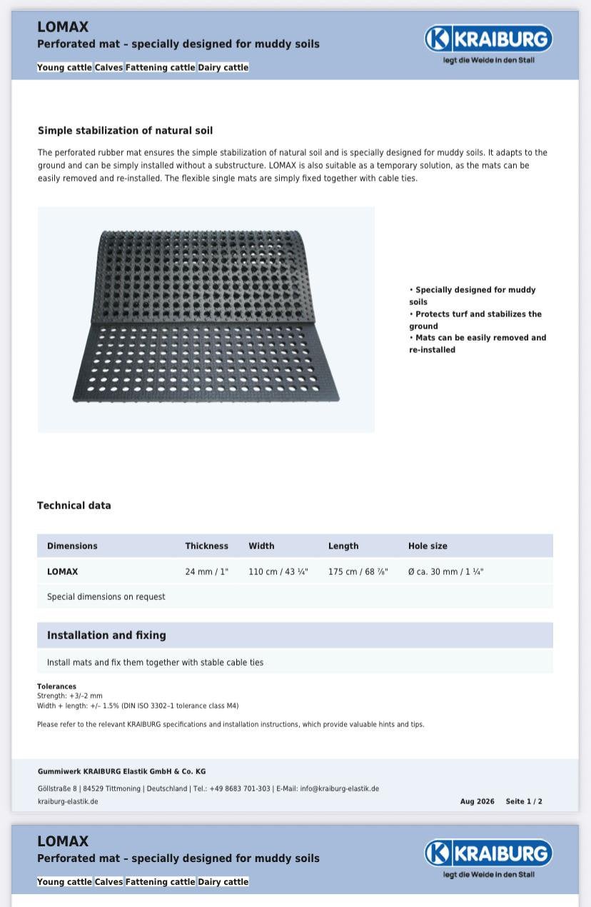 Kraiburg gatenmat Lomax 110x175cm, Dieren en Toebehoren