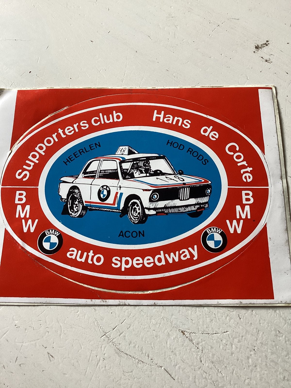 Sticker BMW Auto Speedway Hans de Corte, Verzenden, Zo goed als nieuw, Auto of Motor