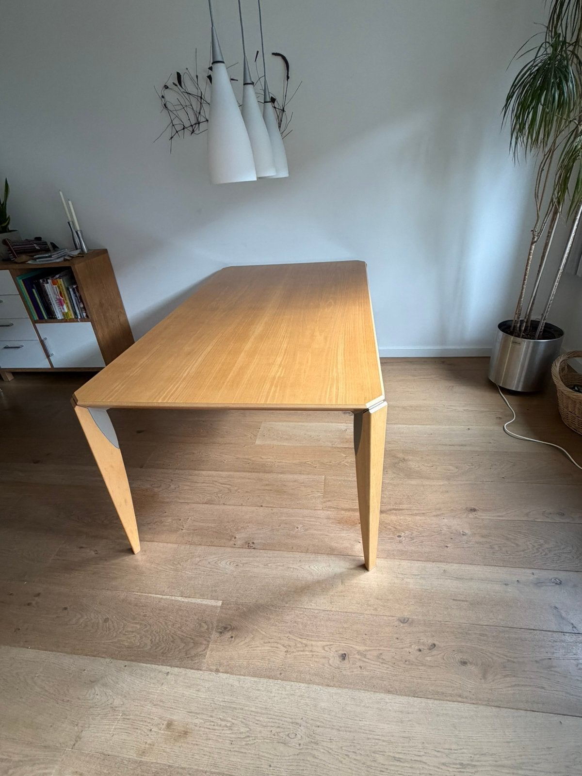 Massieve beukenhouten eettafel, Ophalen, Gebruikt, 100 tot 150 cm, Vijf personen of meer