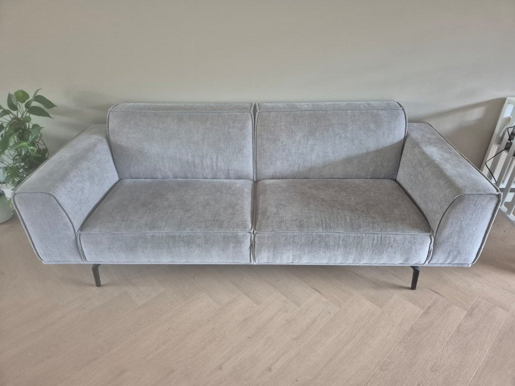 3-zits bank grijs luxe velvet stof merk Het Anker zitbank, Ophalen, Driepersoons, 75 tot 100 cm, Zo goed als nieuw