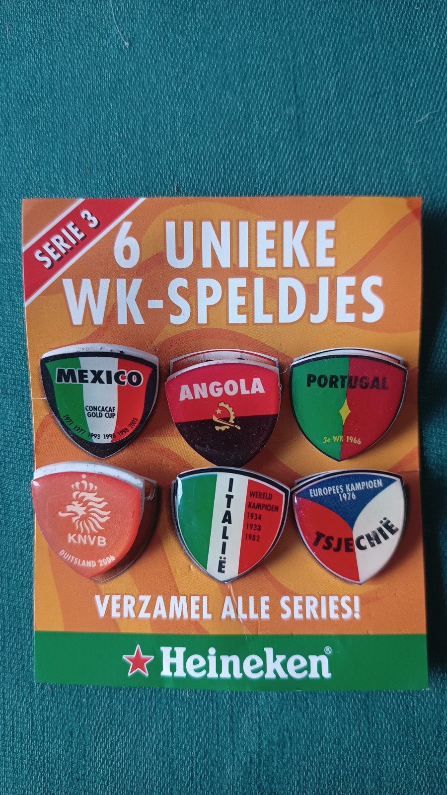 Heineken WK-Speldjes Serie 3 - Voetbal Pins, Ophalen of Verzenden, Nieuw, Overige binnenlandse clubs, Overige typen