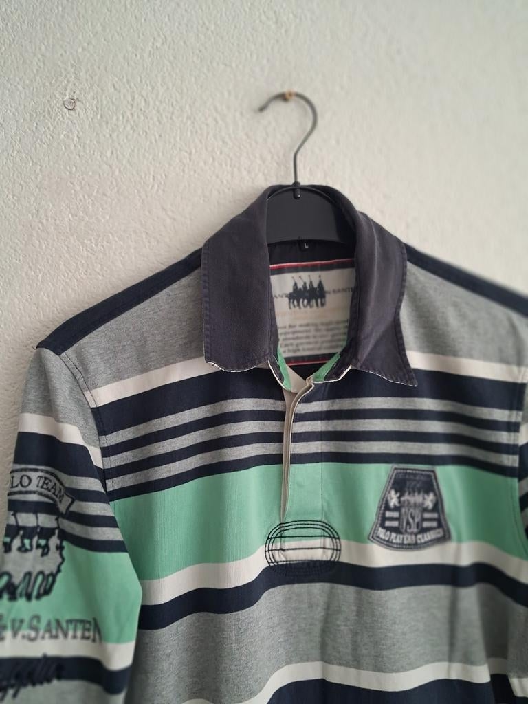 Van Santen  Polo Team  poloshirt lange mouw Maat L, Maat 52/54 (L), Blauw, V.S.P. Polo Team, Ophalen of Verzenden