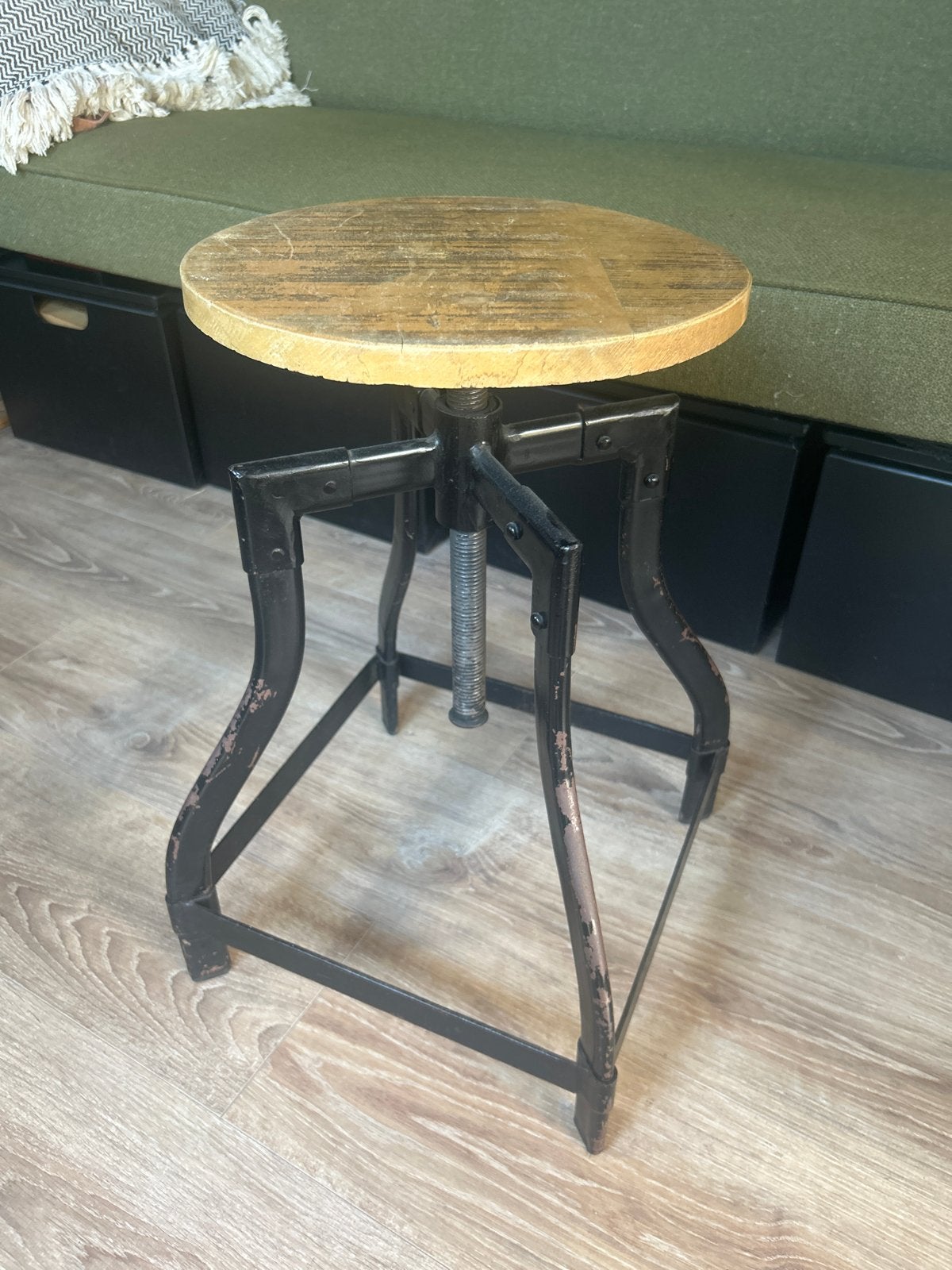 Draai kruk acacia hout, in hoogte verstelbaar, Ophalen, In hoogte verstelbaar, Gebruikt, Hout