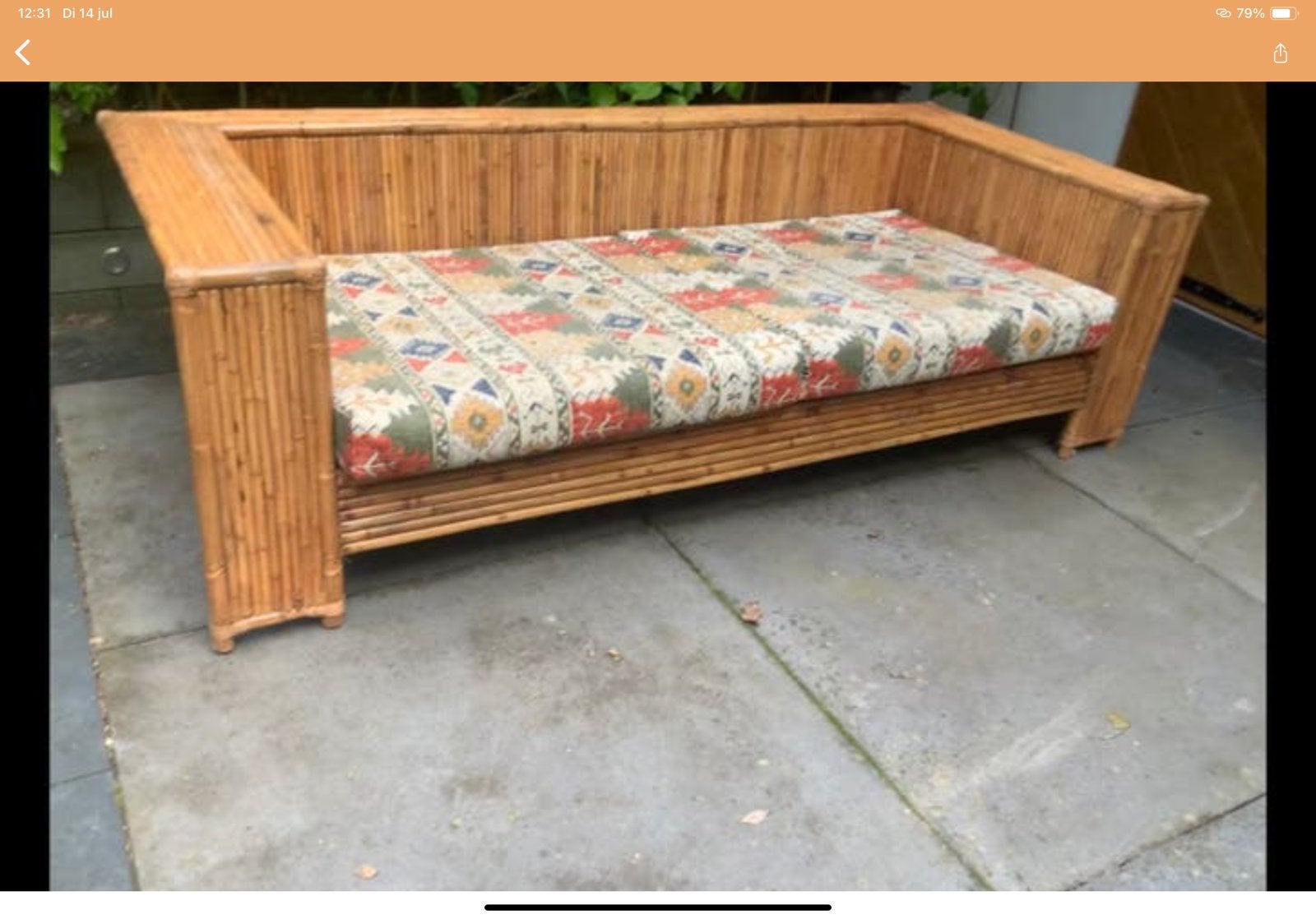 Royale rotan bamboe bank vintage, Huis en Inrichting, Ophalen, Gebruikt, 100 tot 125 cm, Driepersoons