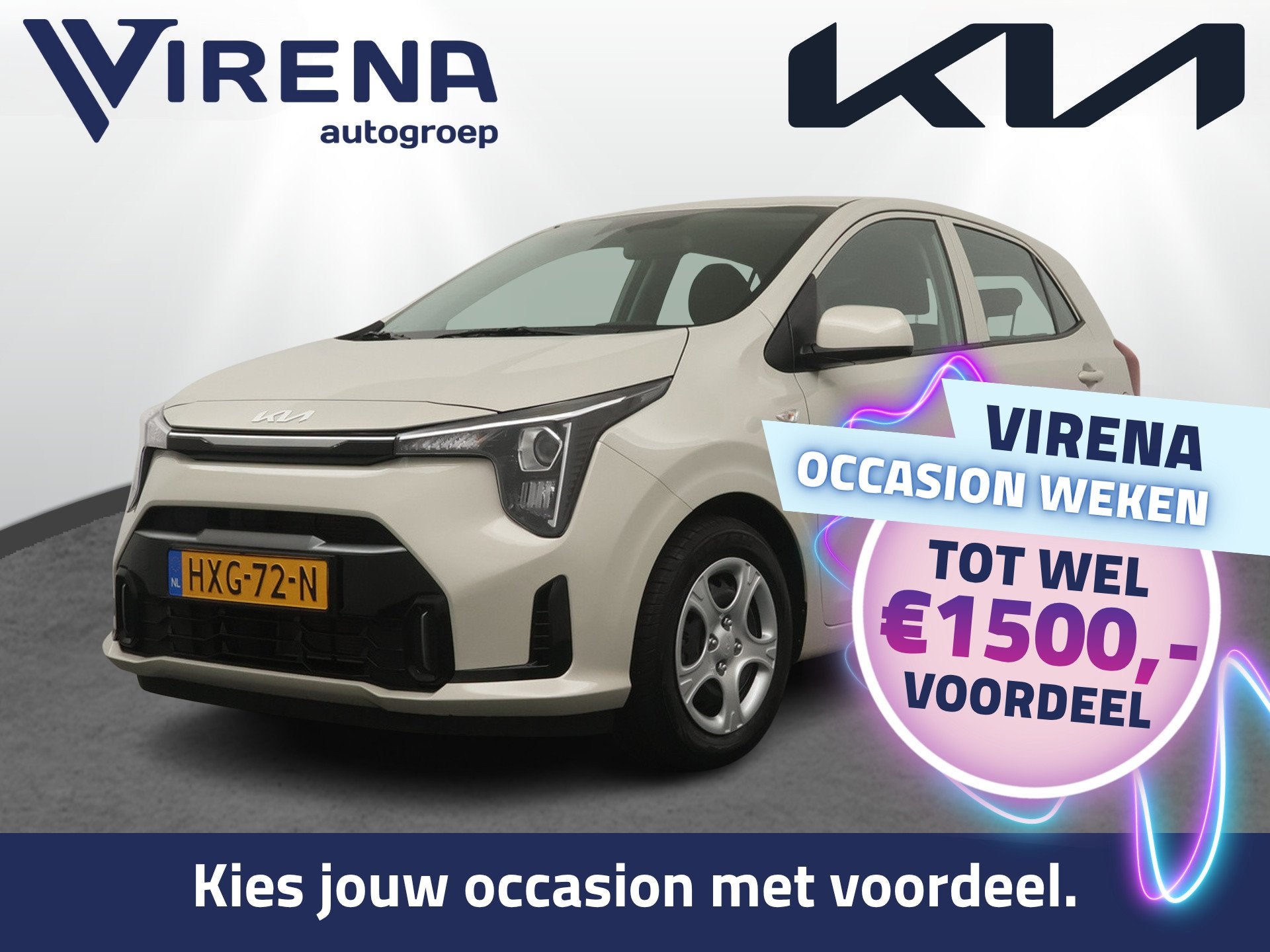 Kia Picanto 1.0 DPI DynamicLine - Achteruitrij camera - Navi, Voorwielaandrijving, Stof, 4 stoelen, Handgeschakeld