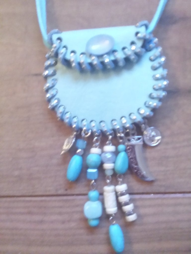 TRENDY ketting met klein tasje - NIEUW, Ophalen of Verzenden, Nieuw, Blauw, Overige materialen
