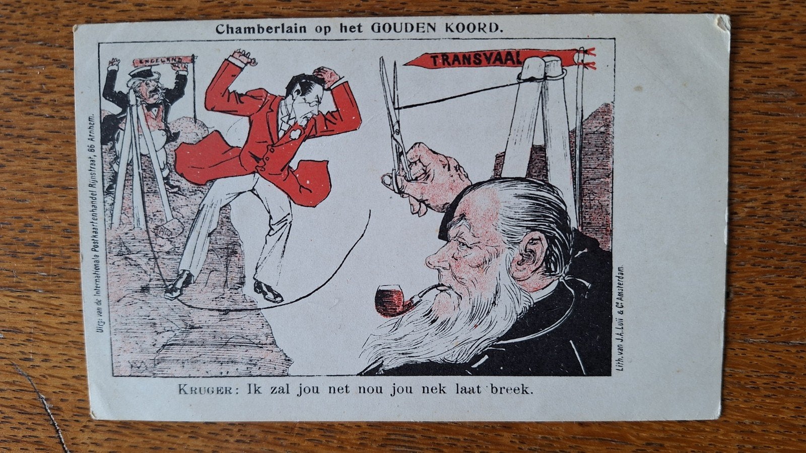 Ansicht spotprent Boer War Kruger Chamberlain, Ophalen of Verzenden, Voor 1920