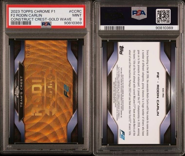 2023 Topps Chrome F2 Rodin Carlin Construct Crest Gold /50, Ophalen of Verzenden, Zo goed als nieuw, Formule 1