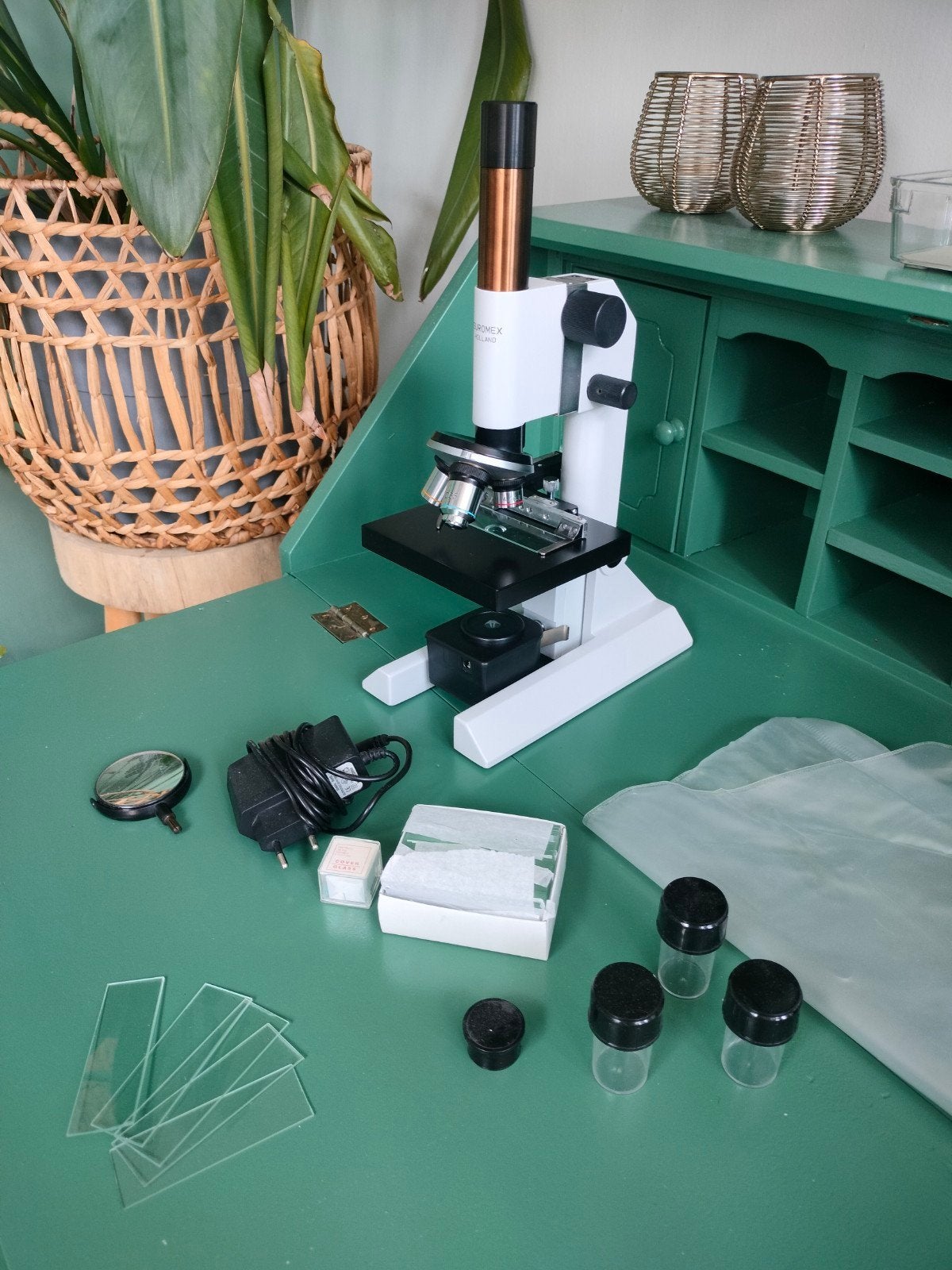 Complete set microscoop, Euromex Holland, 3 lenzen, Ophalen of Verzenden, Nieuw, Minder dan 400x, Biologische microscoop
