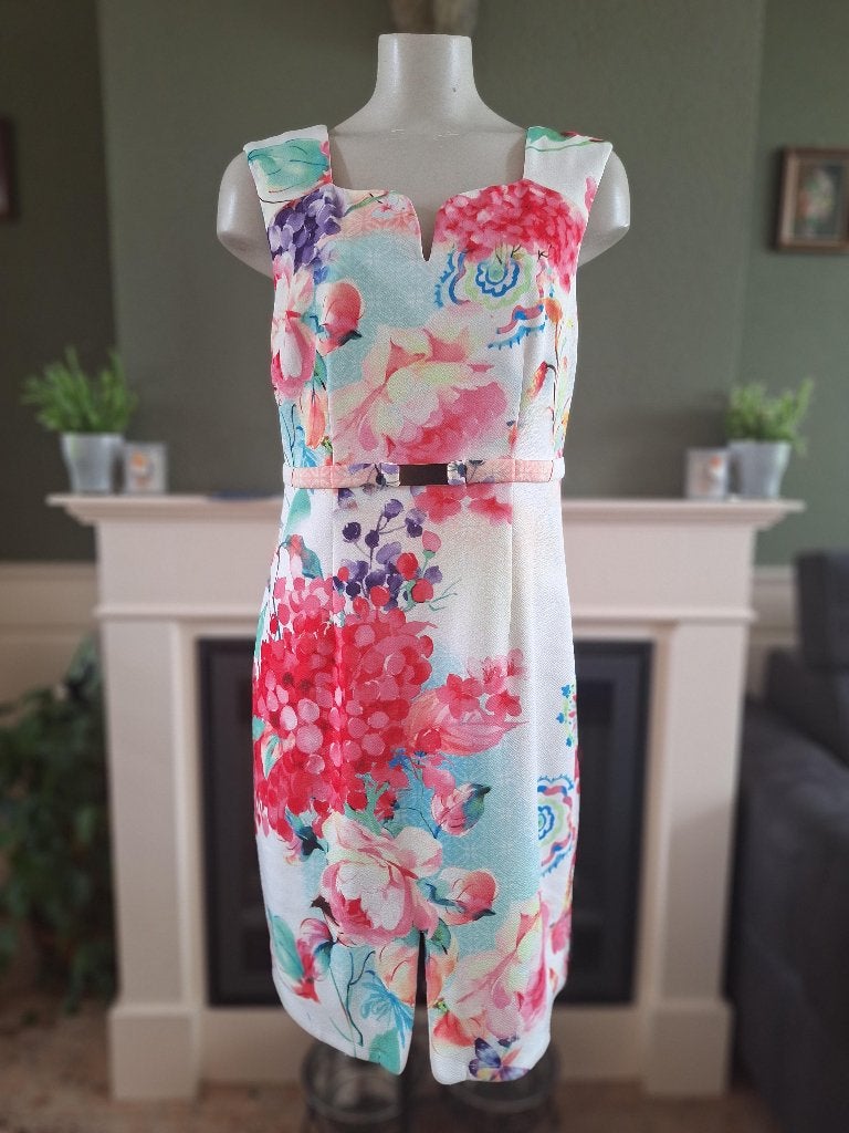 K-Design K Design taille riem pencil dress jurk L, K-design, Maat 42/44 (L), Zo goed als nieuw, Knielengte