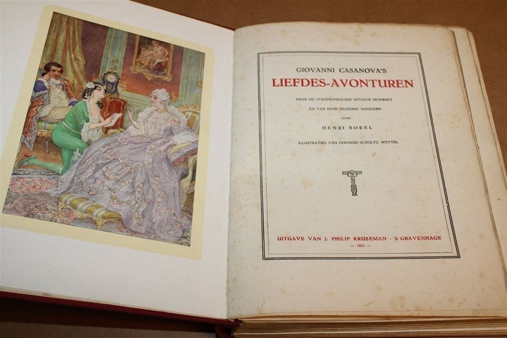 Casanovas Liefdes-avonturen — met Fraaie Kleurenplaten 1925, Boeken, Ophalen of Verzenden, Gelezen