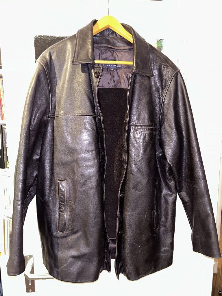 Vintage Leren Chevignon Jas Donkerbruin XXL, Ophalen, Chevignon, Bruin, Maat 56/58 (XL)