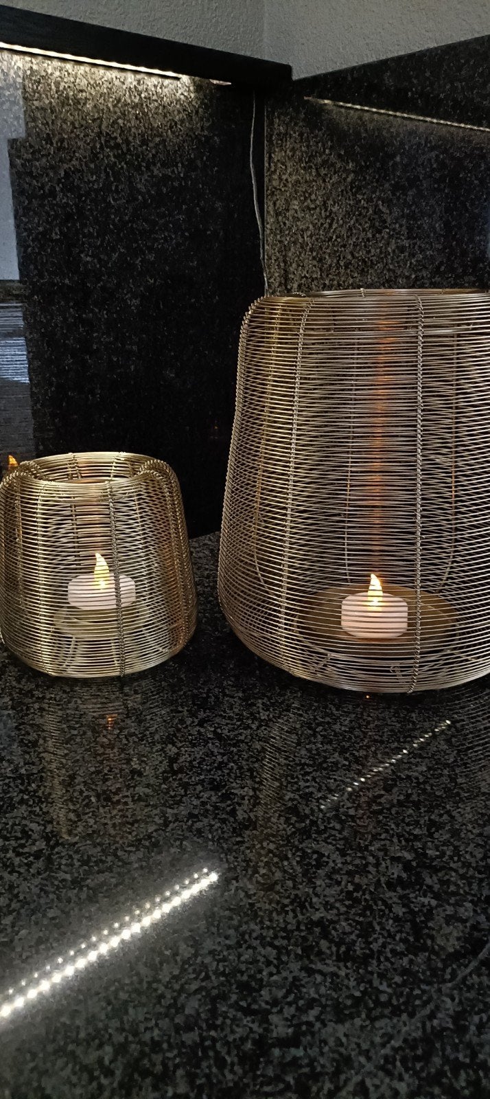 windlichten light& living goudkleur, Ophalen, Kaars