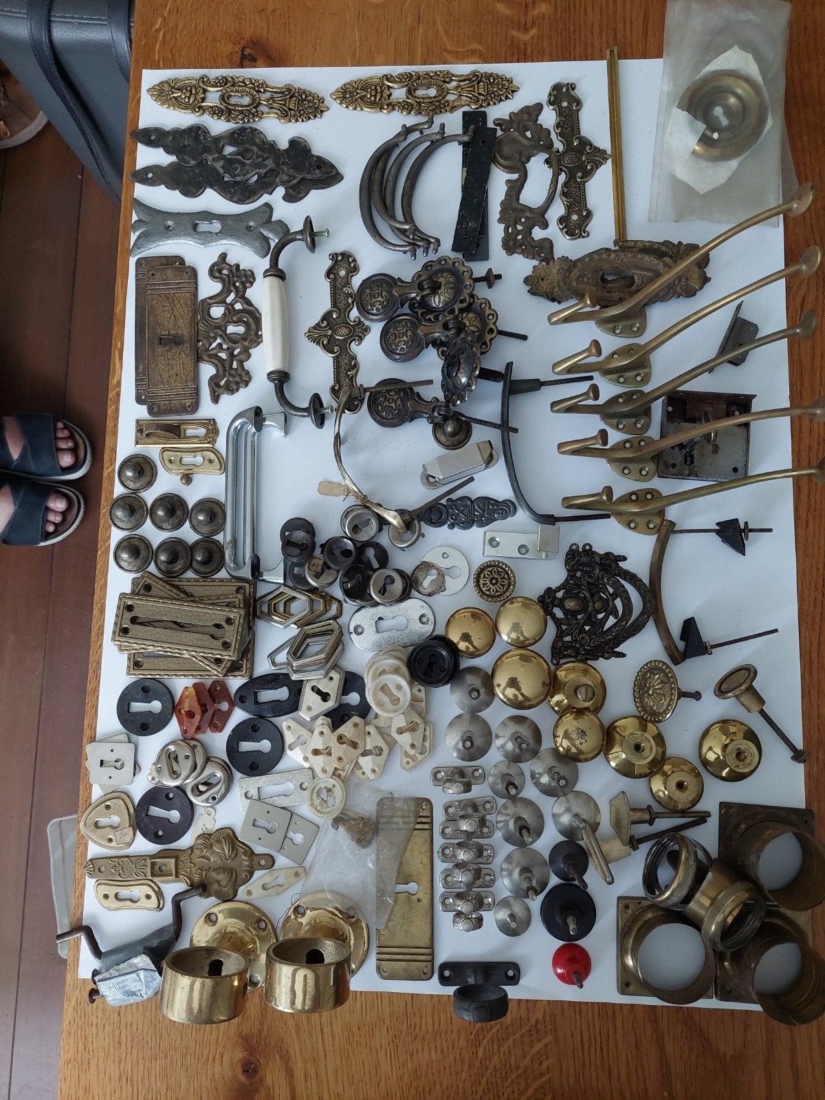 Grote partij diverse deurbeslag,, Ophalen of Verzenden, Koper of Messing, Slot