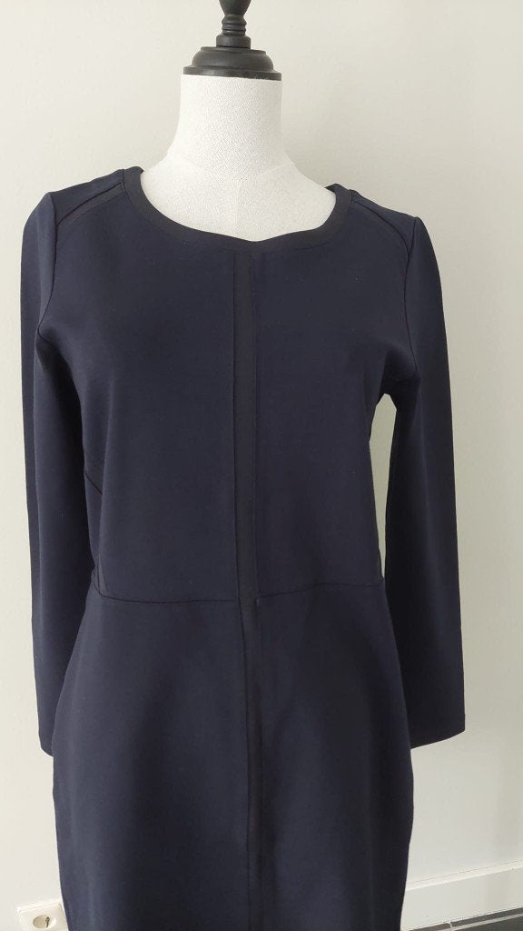 Chique donkerblauwe midi- jurk - Sandwich - S / 36, Kleding | Dames, Blauw, Ophalen of Verzenden, Maat 36 (S), Sandwich